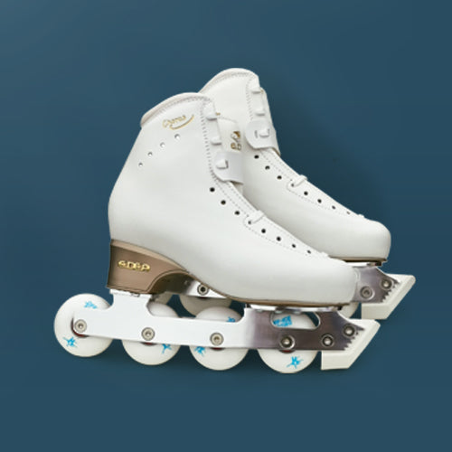 Edea Chorus with OffIce Blade Attached White Off Ice Skates