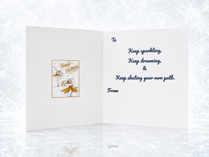 Skate Girl Happy Birthday Card | Figure Skating Greeting Card